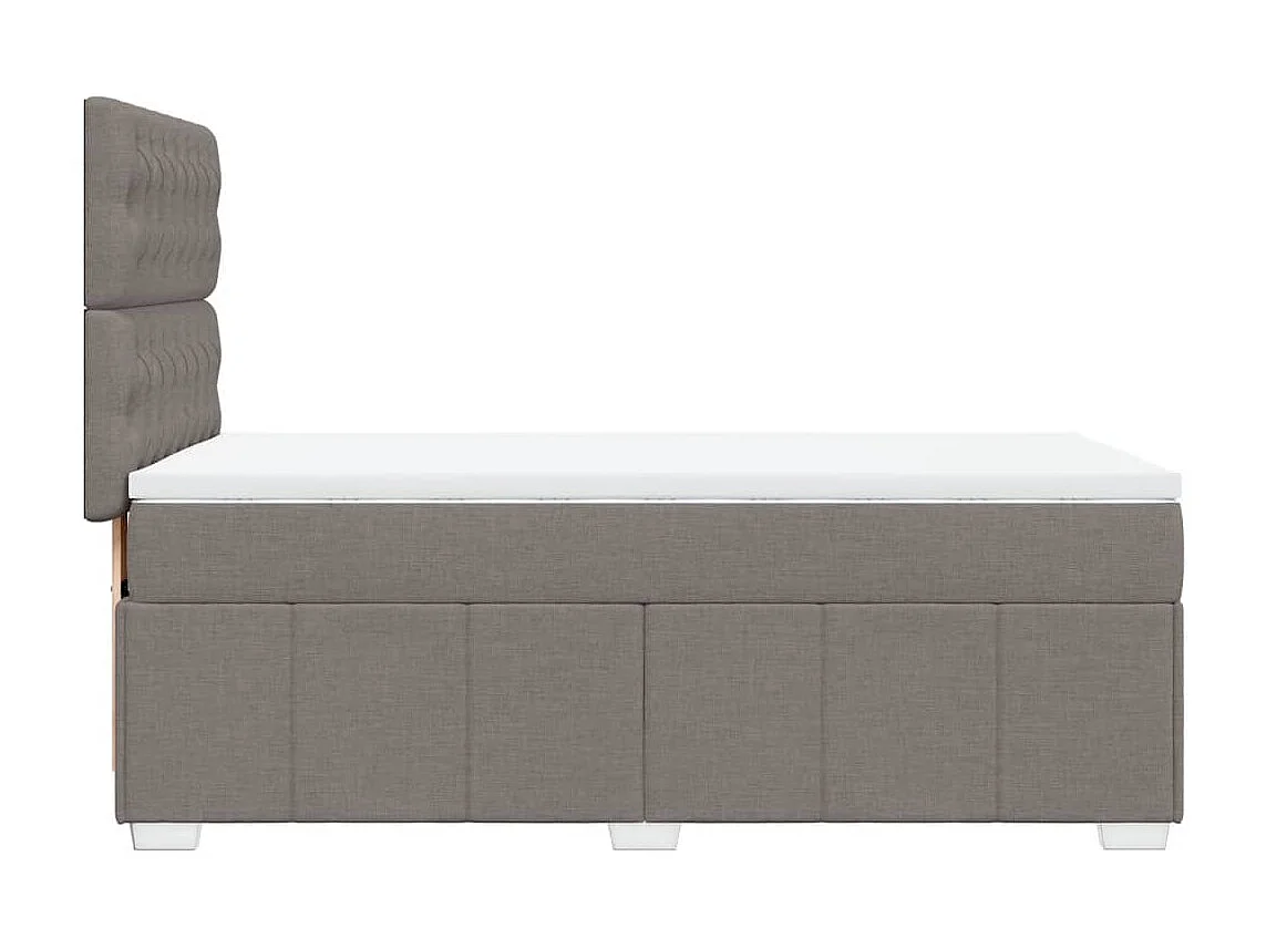 Cama box spring con colchón tela gris taupe 80x200 cm