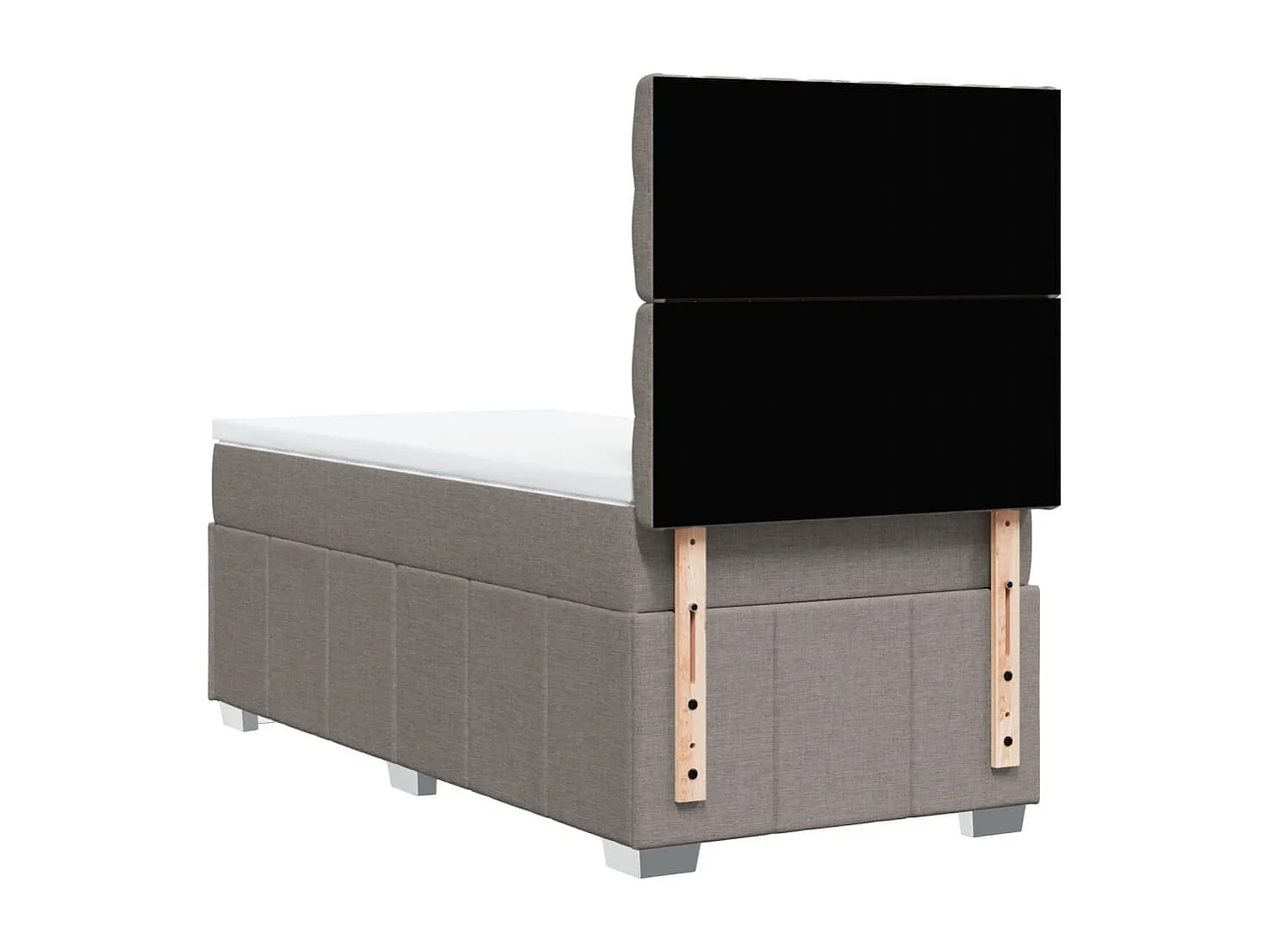 Cama box spring con colchón tela gris taupe 80x200 cm