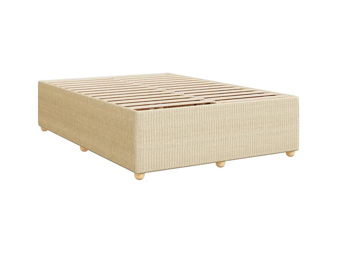 Cama box spring con colchón tela color crema 140x190 cm
