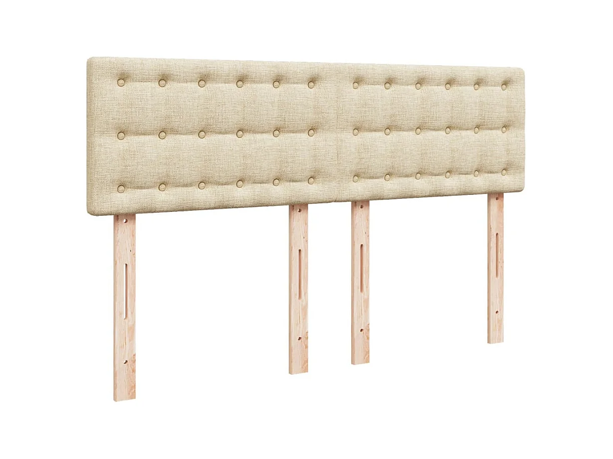 Cama box spring con colchón tela color crema 140x190 cm