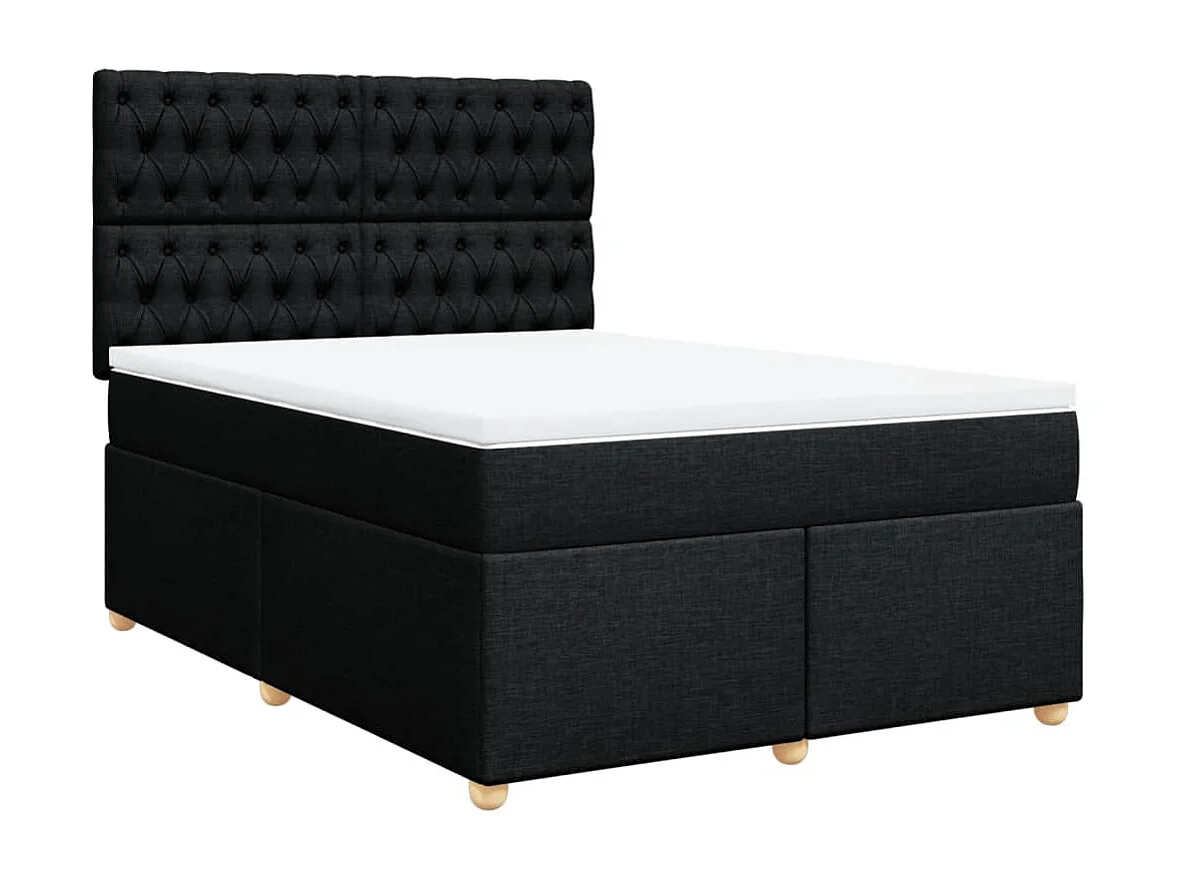 Sommier à lattes de lit avec matelas Noir 140x200 cm Tissu