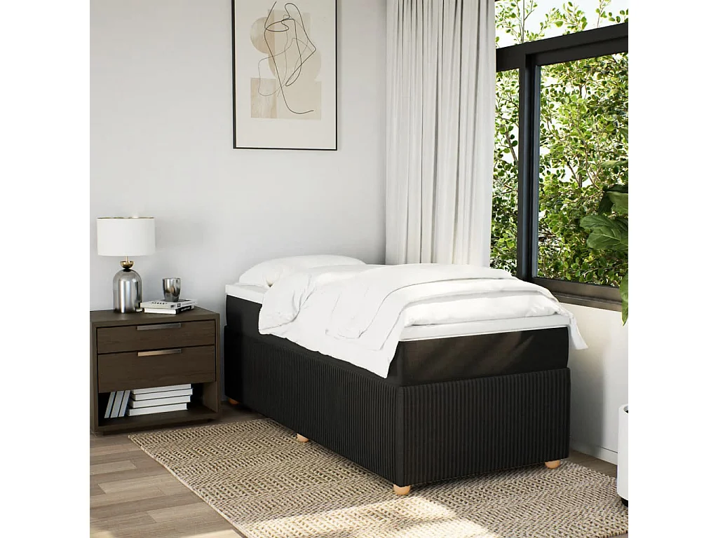 Boxspring met matras stof zwart 80x200 cm