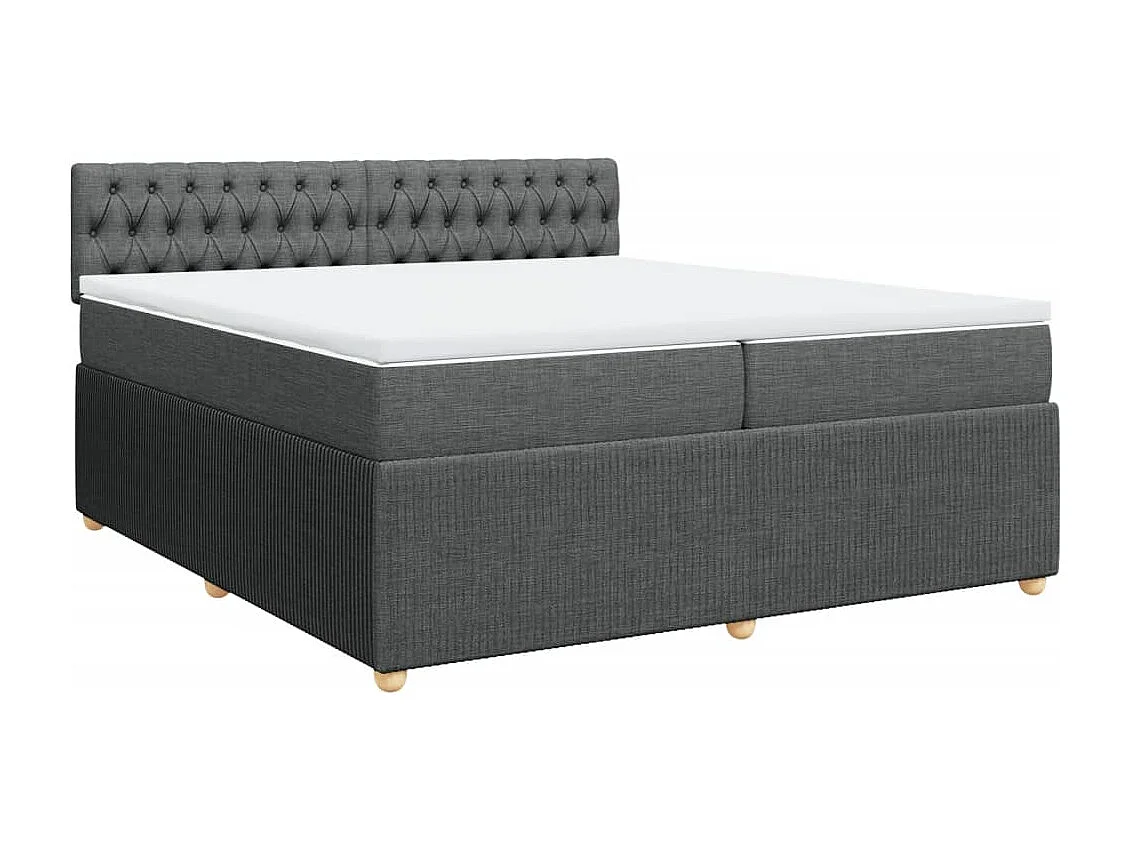 Sommier à lattes de lit avec matelas Gris foncé 200x200cm Tissu
