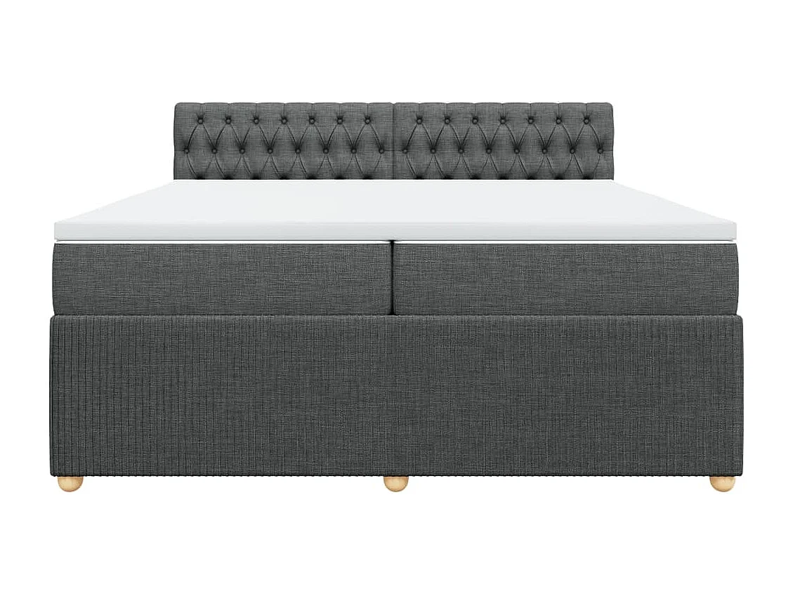 Sommier à lattes de lit avec matelas Gris foncé 200x200cm Tissu