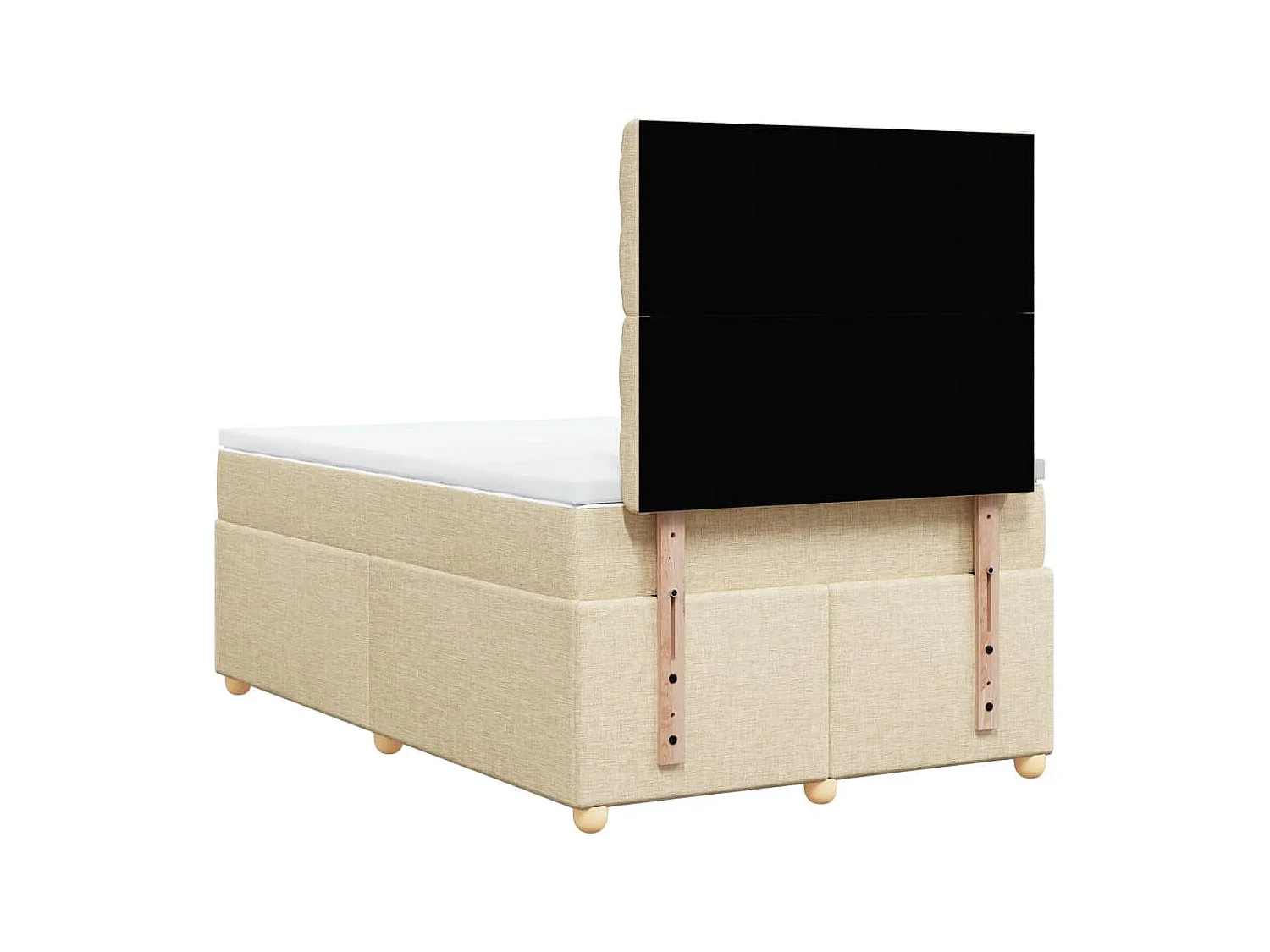 Cama box spring con colchón tela color crema 120x200 cm