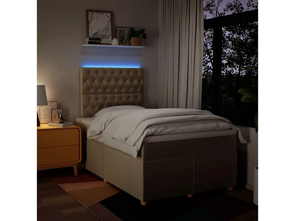 Cama com molas/colchão 120x200 cm tecido cor creme