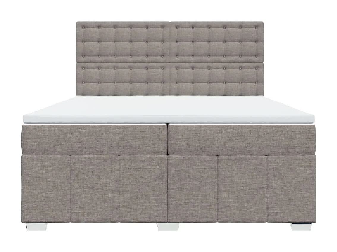 Cama box spring con colchón tela gris taupe 200x200 cm