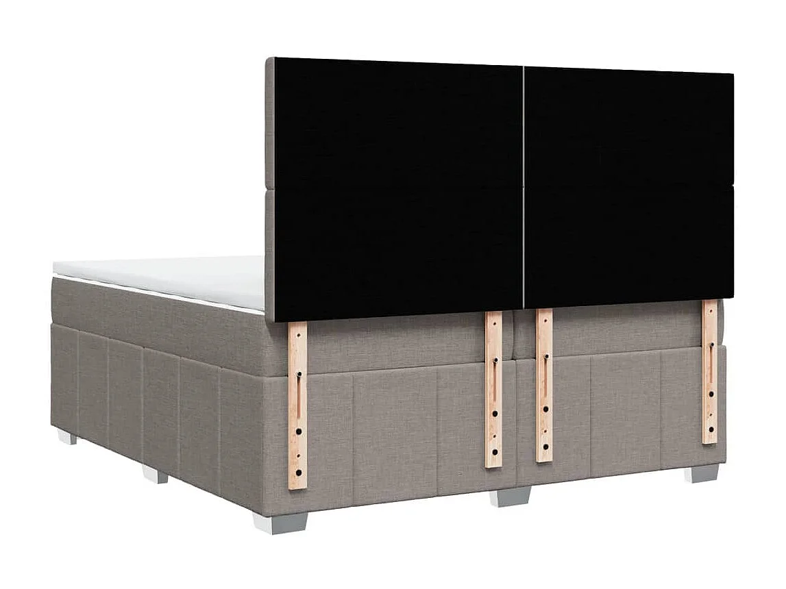 Cama box spring con colchón tela gris taupe 200x200 cm