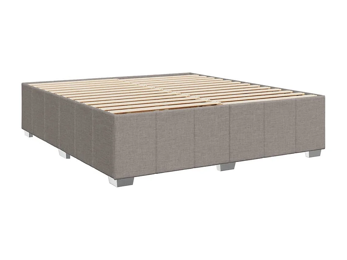 Cama box spring con colchón tela gris taupe 200x200 cm