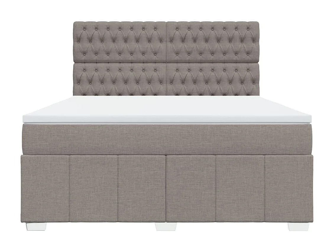 Cama box spring con colchón tela gris taupe 180x200 cm