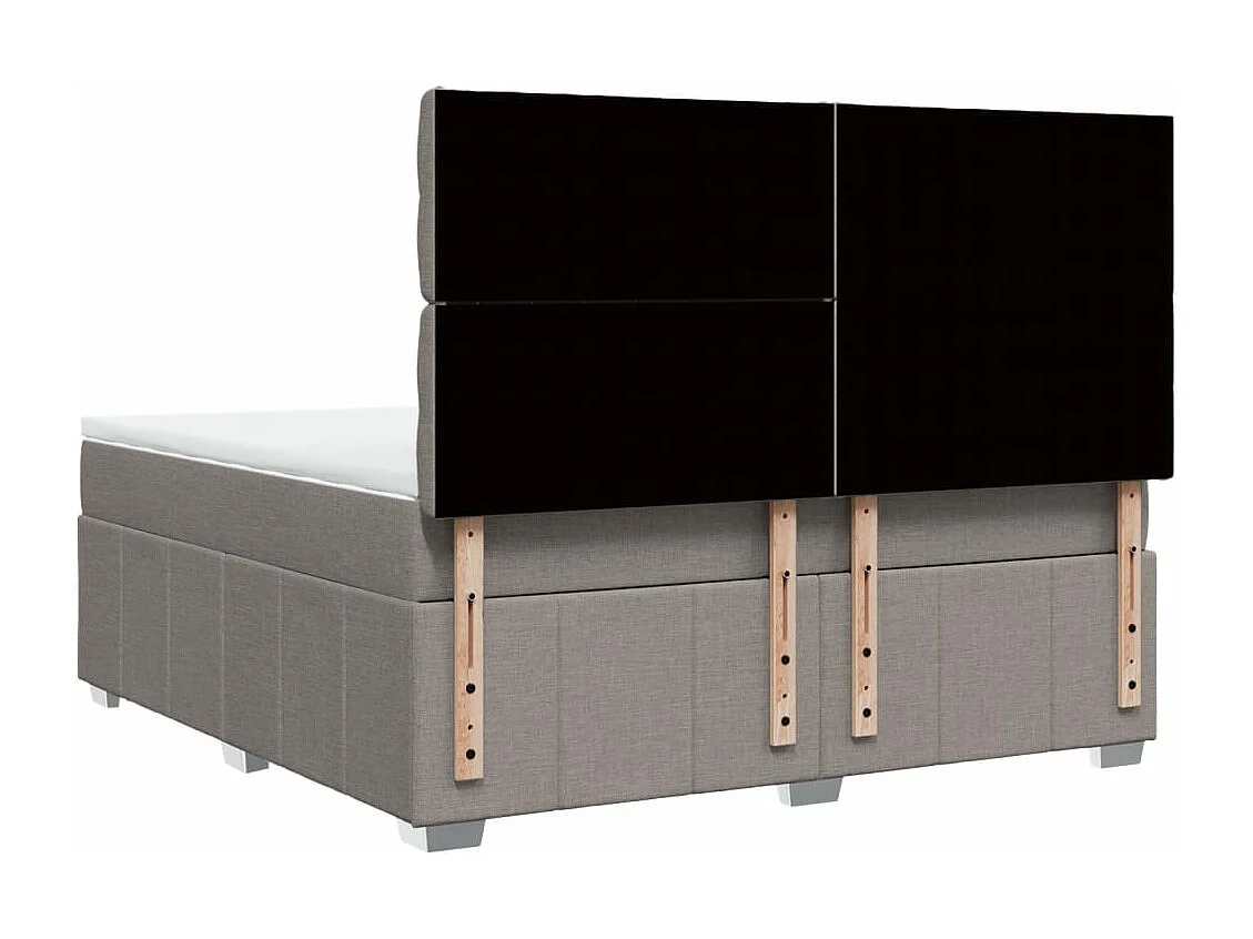 Cama box spring con colchón tela gris taupe 180x200 cm