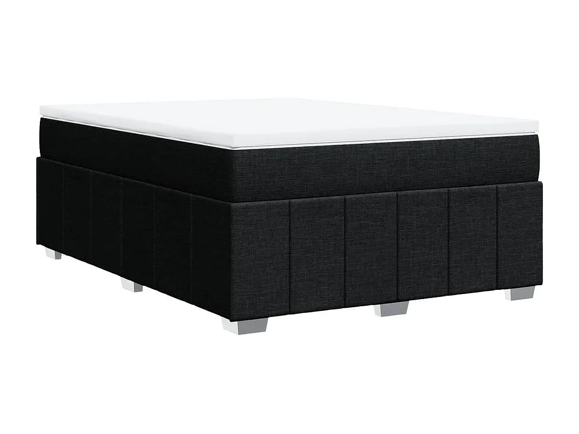 Cama box spring con colchón tela negro 140x190 cm