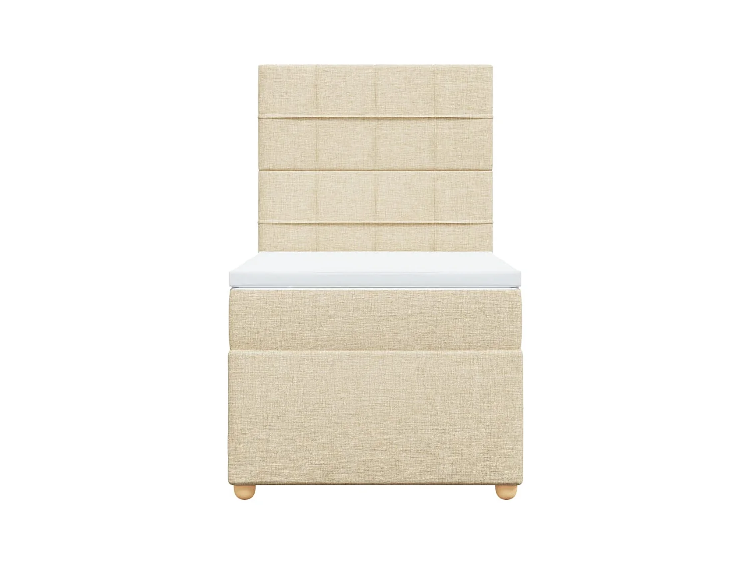 Cama box spring con colchón tela color crema 90x200 cm