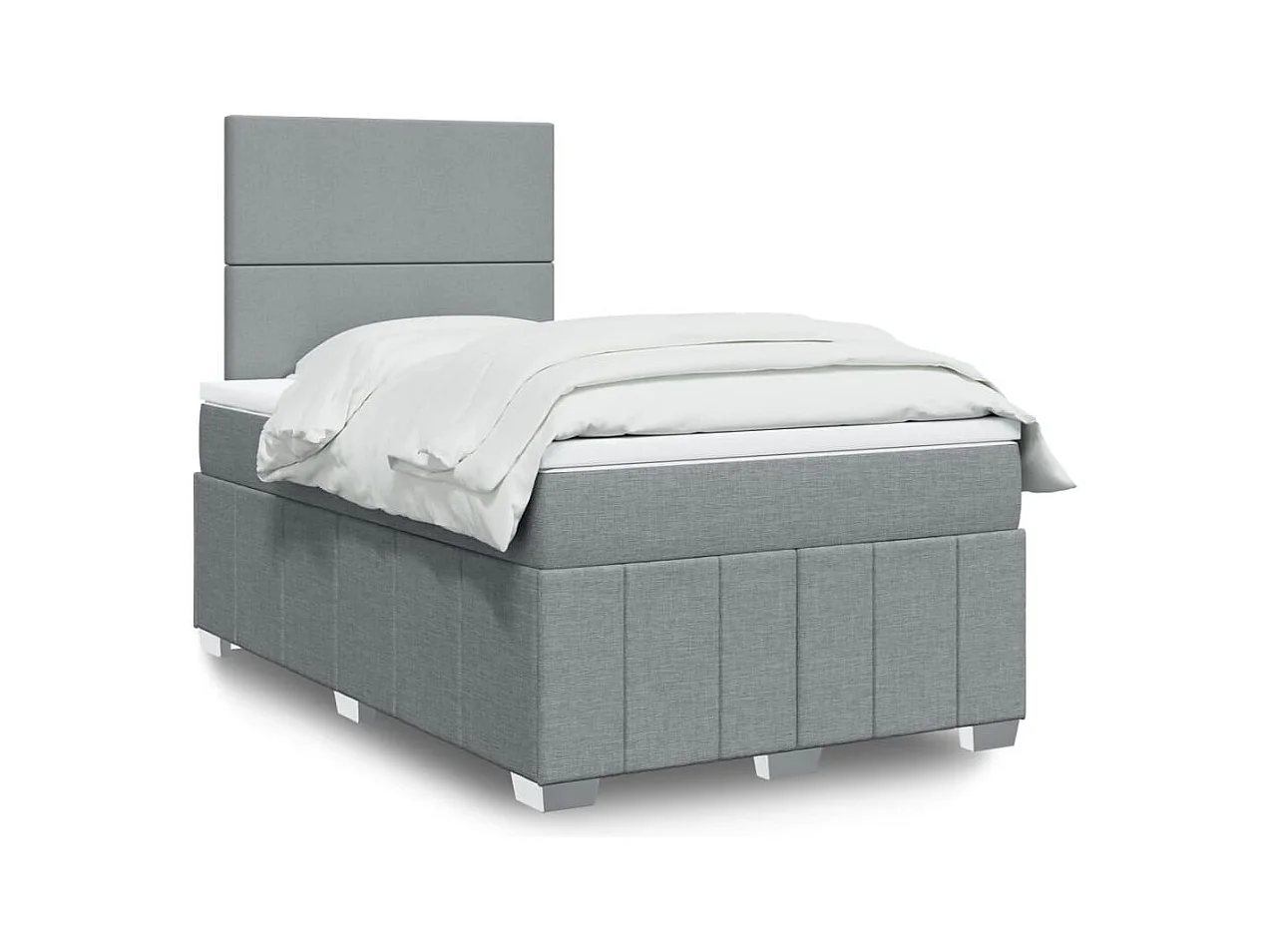Sommier à lattes de lit et matelas gris clair 120x190 cm tissu
