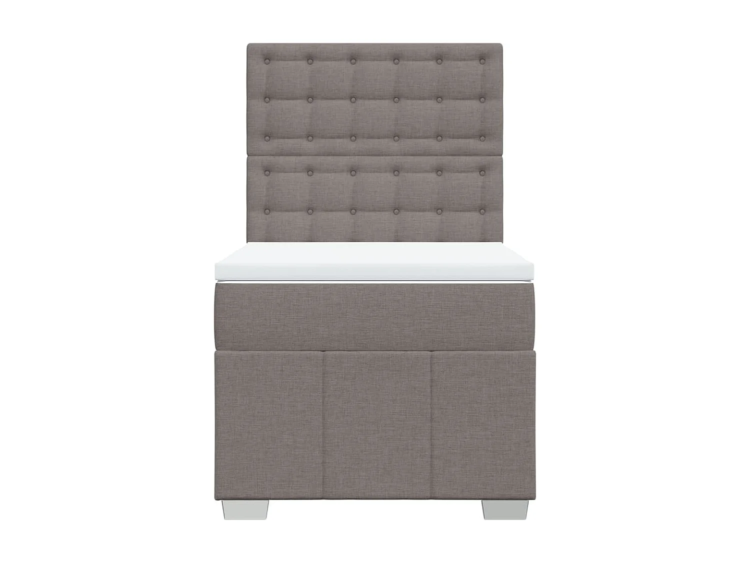 Cama box spring con colchón tela gris taupe 90x200 cm