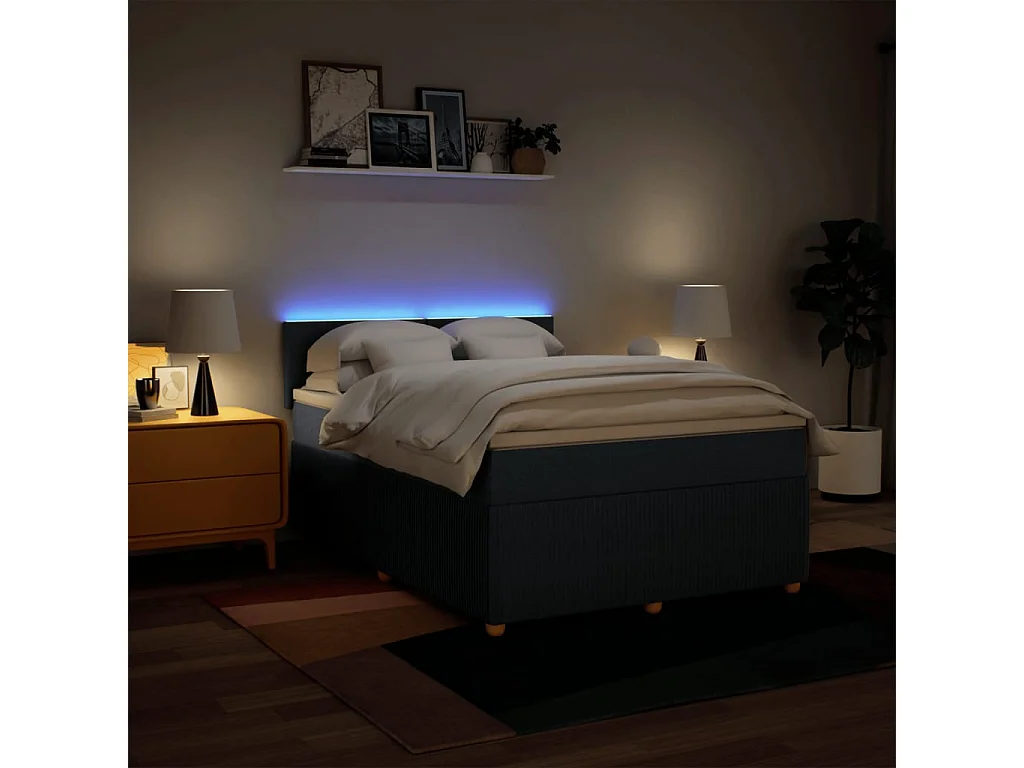 Sommier à lattes de lit avec matelas Bleu 160x200 cm Tissu