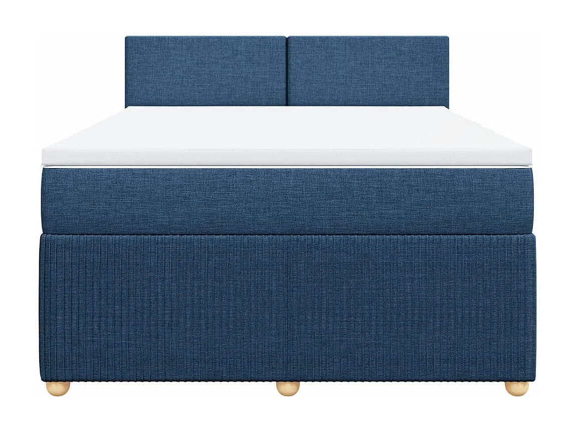 Cama com molas/colchão 160x200 cm tecido azul