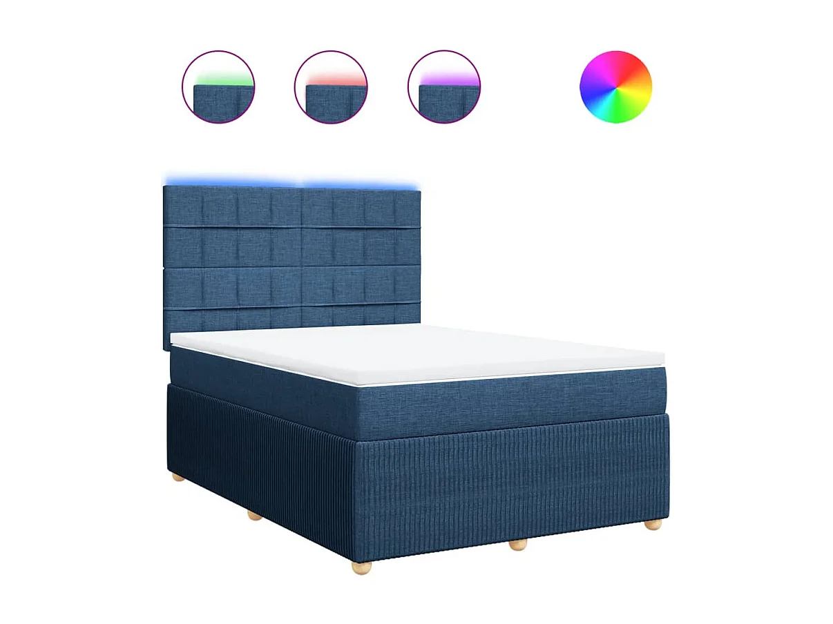 Cama com molas/colchão 140x190 cm tecido azul