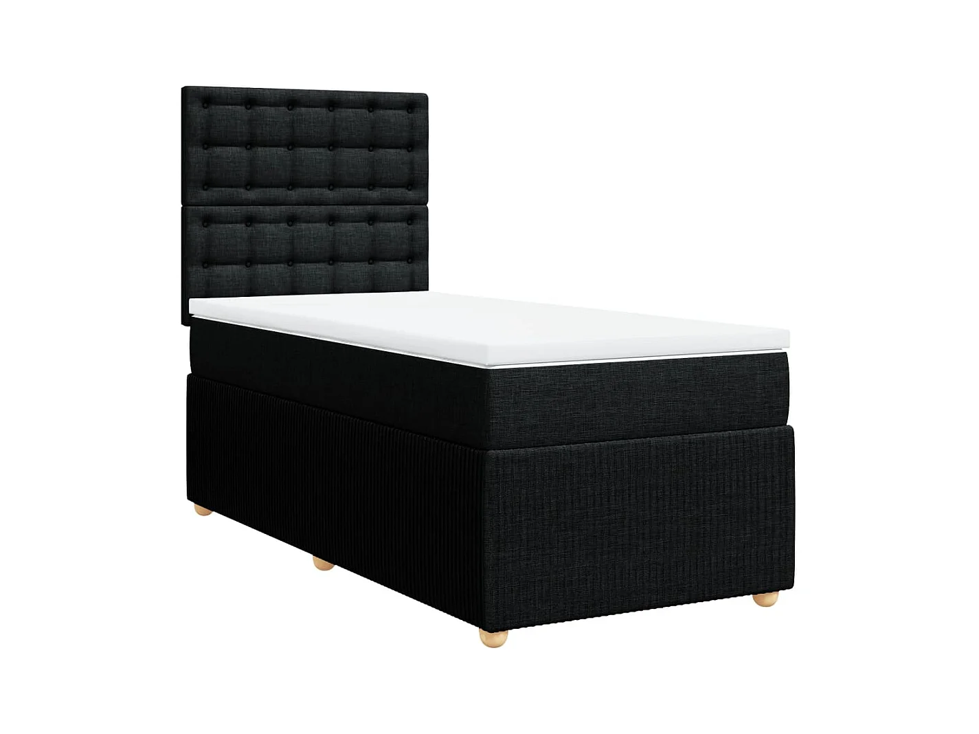 Cama com molas/colchão 90x200 cm tecido preto