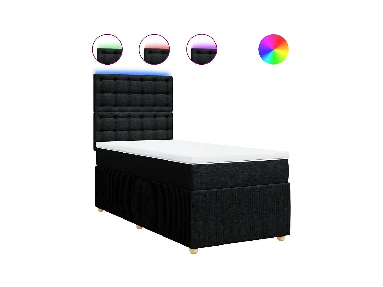 Cama com molas/colchão 90x200 cm tecido preto