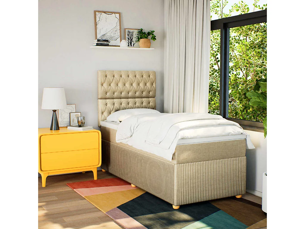 Cama com molas/colchão 80x200 cm tecido cor crème