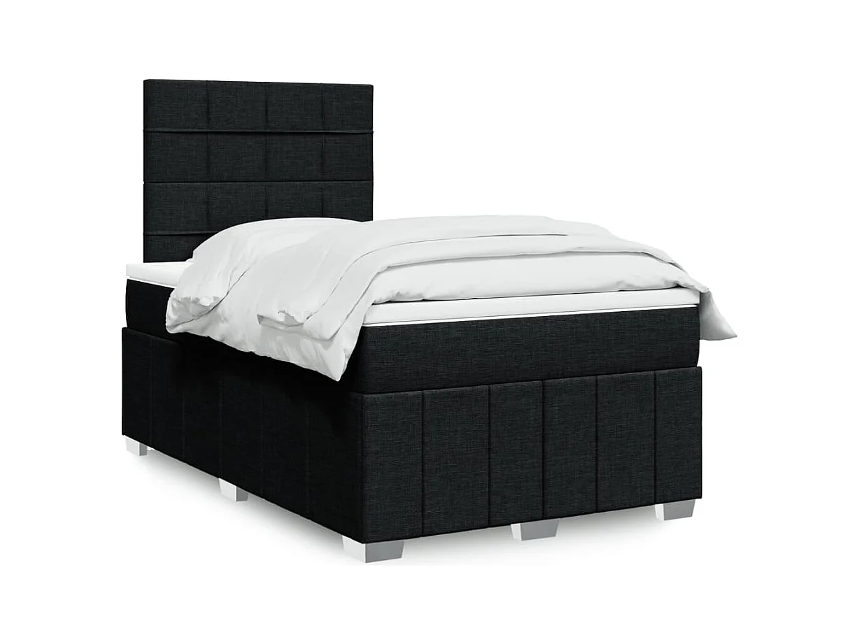 Sommier à lattes de lit avec matelas noir 120x190 cm tissu