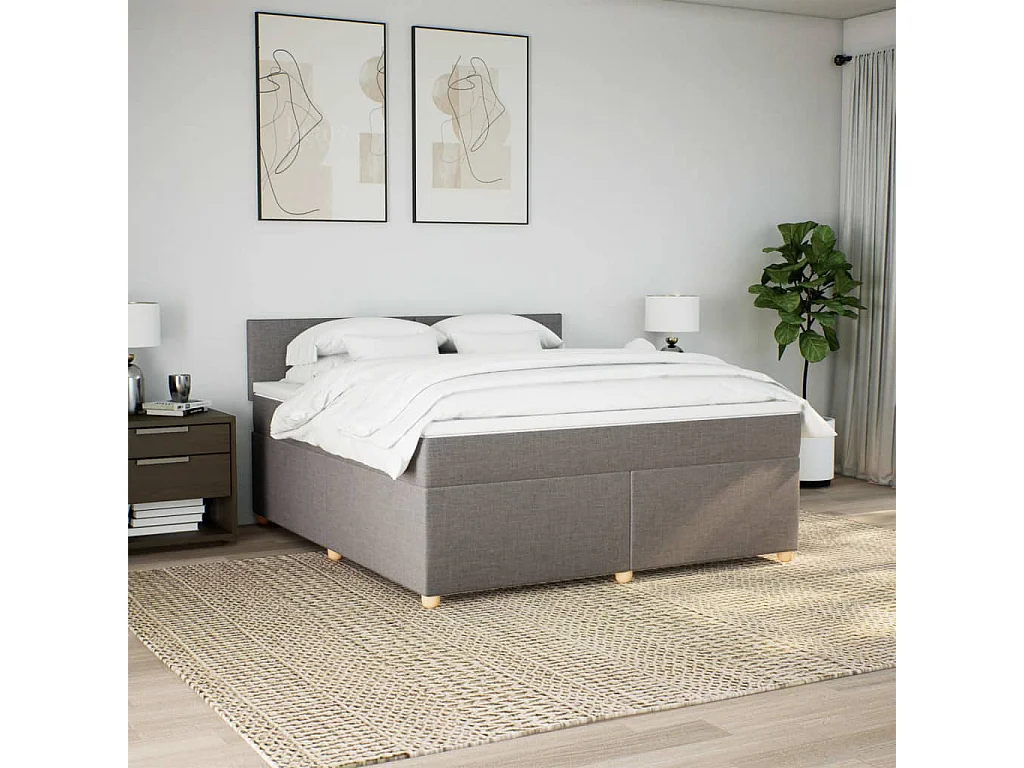 Sommier à lattes de lit avec matelas Taupe 180x200 cm Tissu