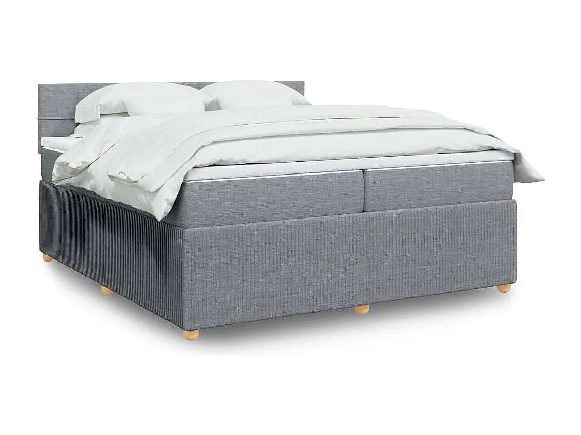 Sommier à lattes de lit avec matelas Gris clair 200x200cm Tissu