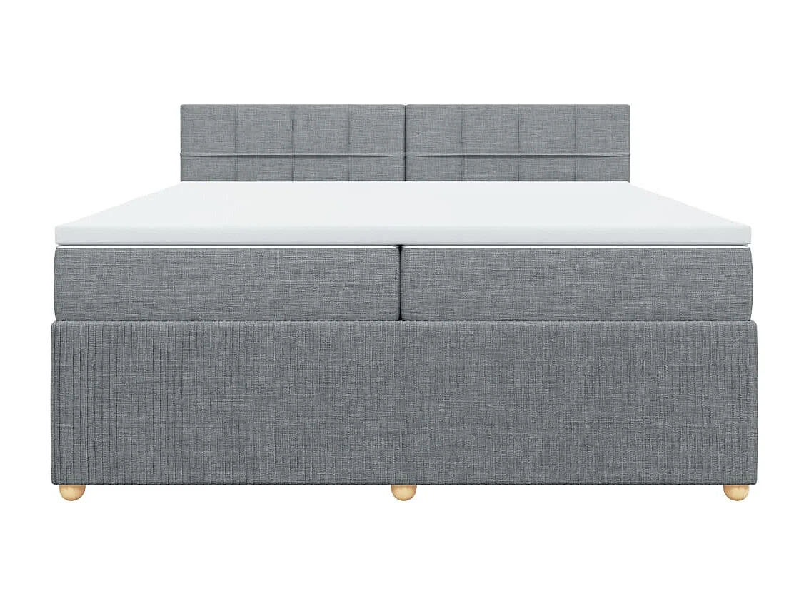 Cama com molas/colchão 200x200 cm tecido cinza-claro