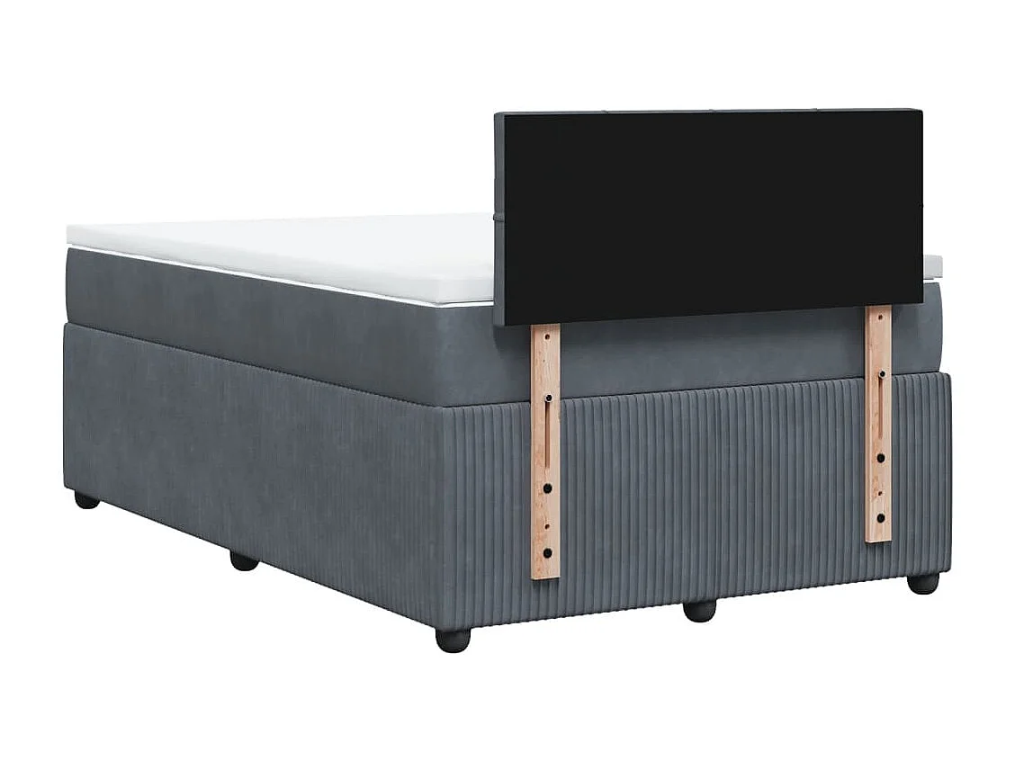 Sommier à lattes de lit et matelas gris foncé 120x190cm velours