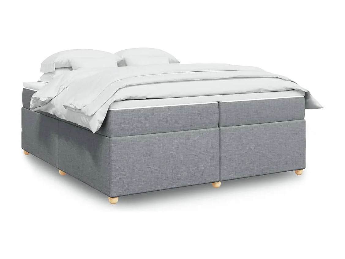 Sommier à lattes de lit avec matelas Gris clair 200x200cm Tissu
