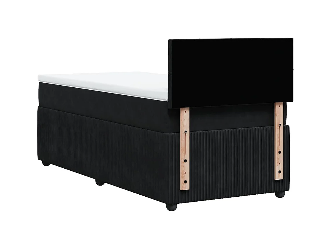 Sommier à lattes de lit avec matelas Noir 90x200 cm Velours