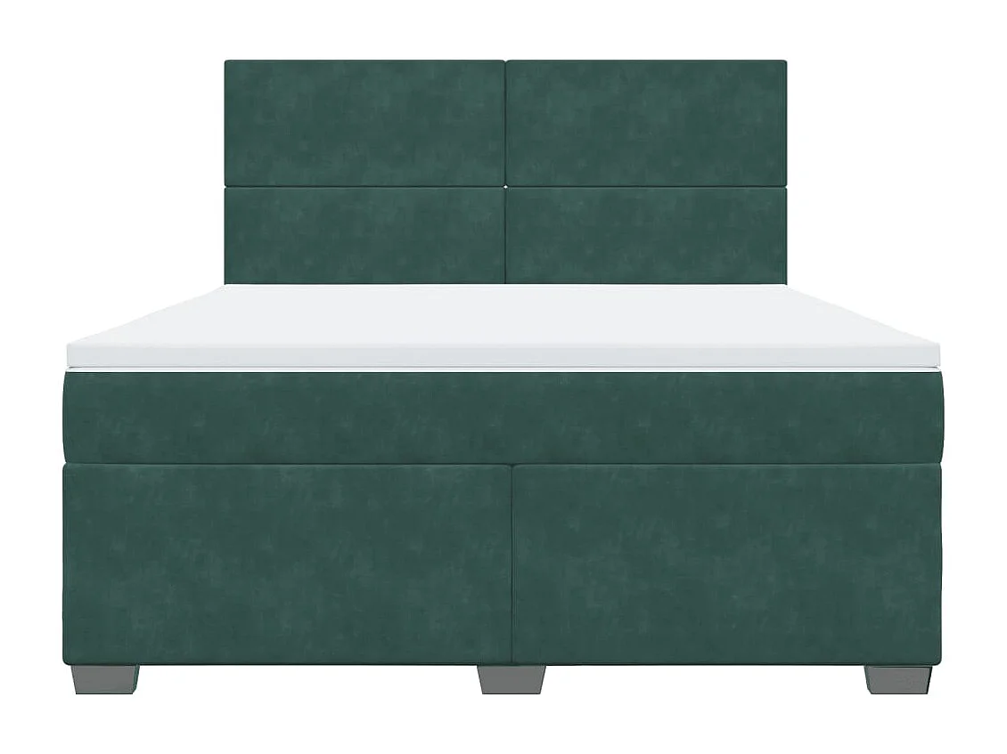Cama com molas/colchão 180x200 cm veludo verde-escuro