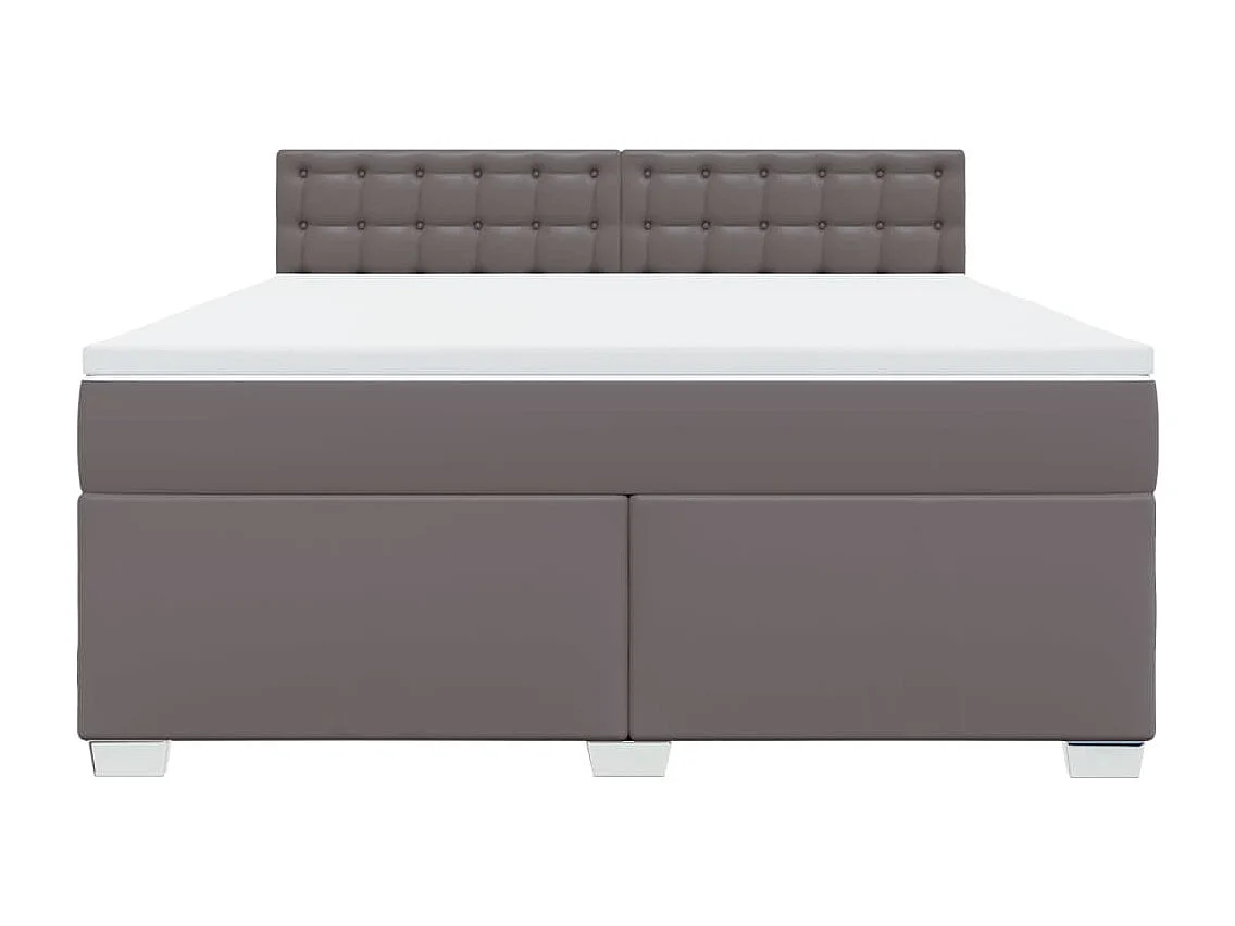 Cama box spring con colchón cuero sintético gris 180x200 cm