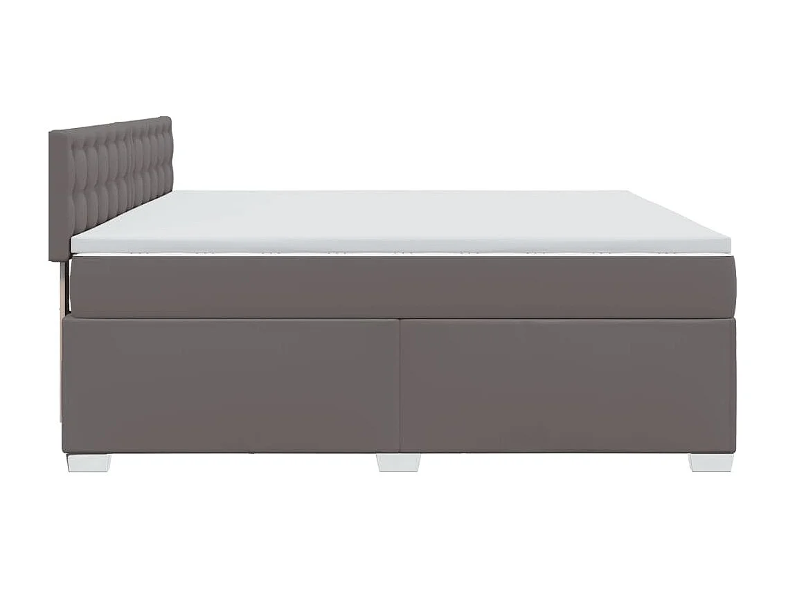 Cama box spring con colchón cuero sintético gris 180x200 cm