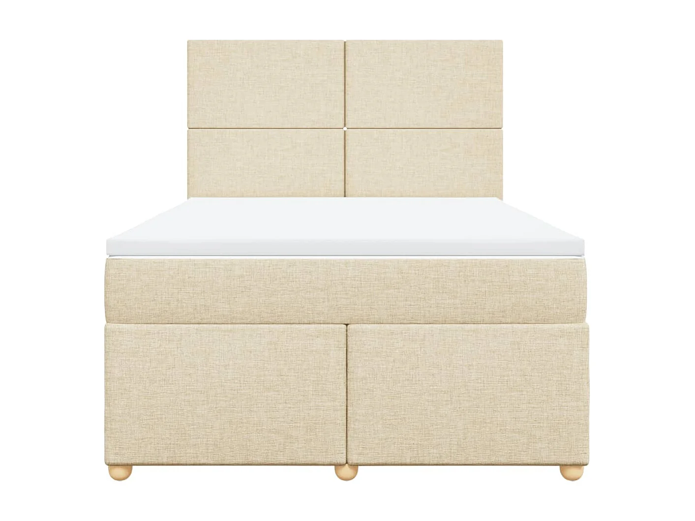 Cama box spring con colchón tela color crema 140x200 cm