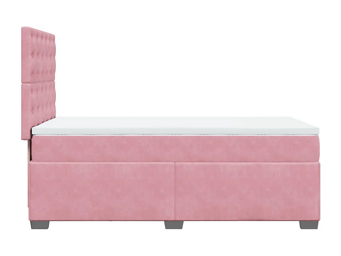 Cama box spring con colchón terciopelo rosa 90x200 cm