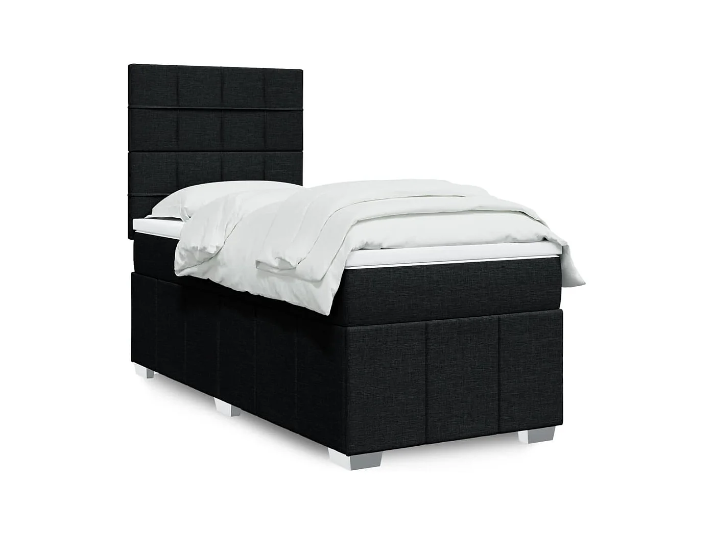 Cama box spring con colchón tela negro 90x190 cm