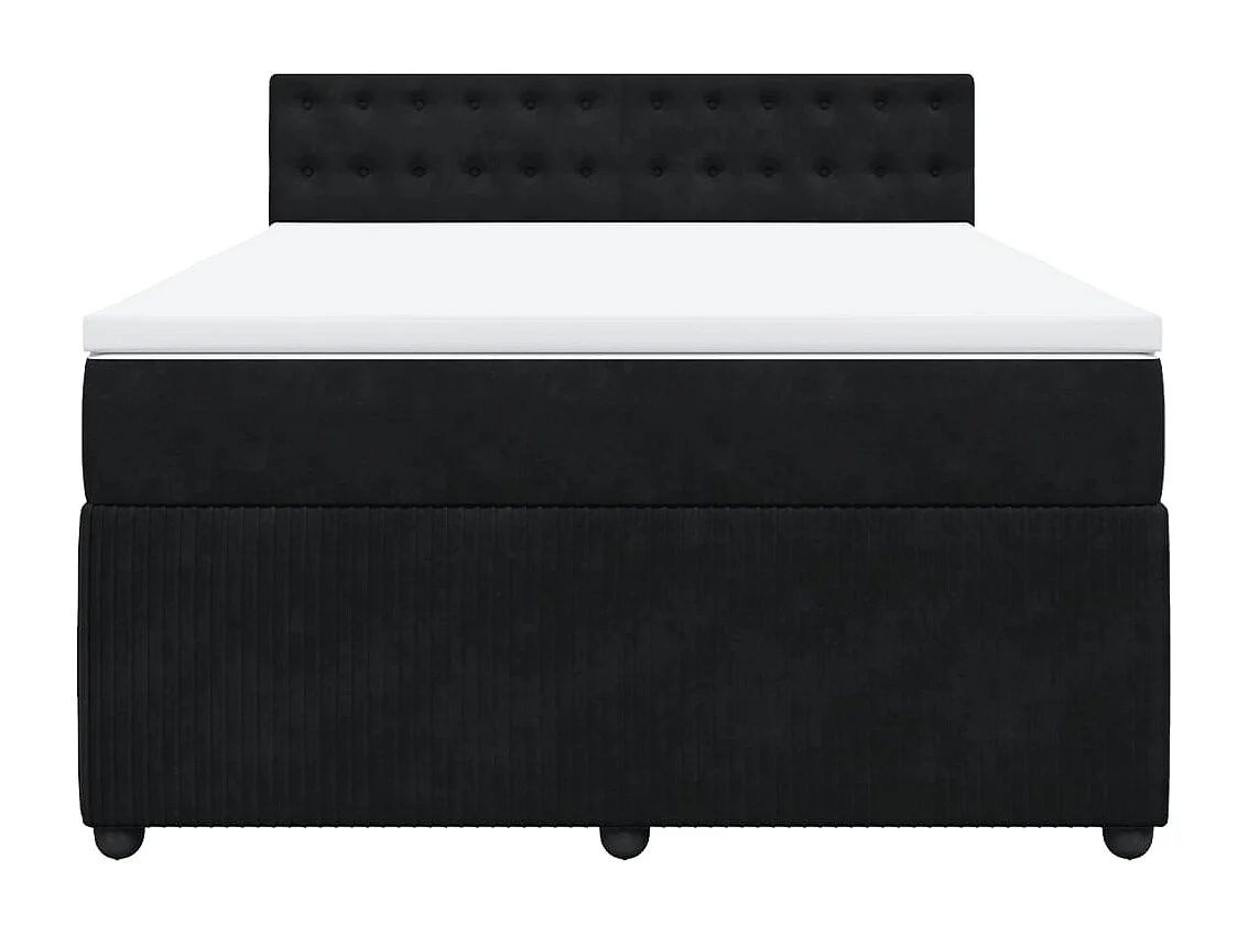 Sommier à lattes de lit avec matelas Noir 140x200 cm Velours