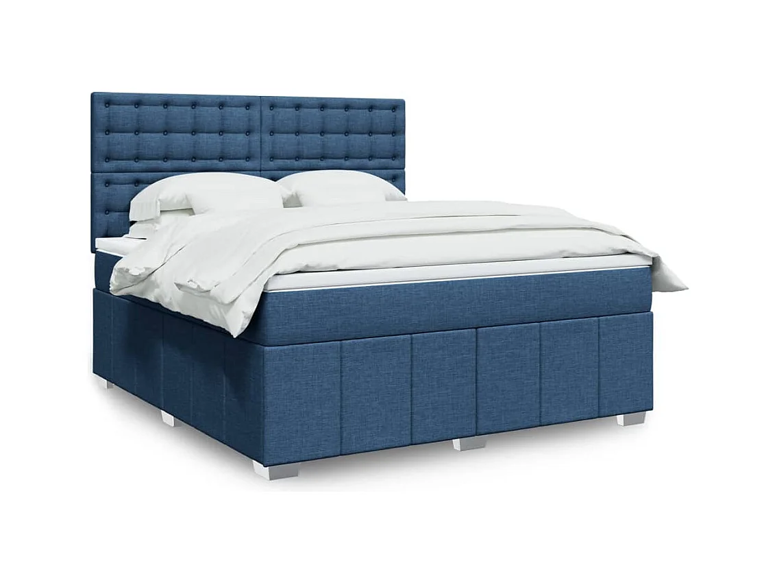 Boxspring met matras stof blauw 180x200 cm