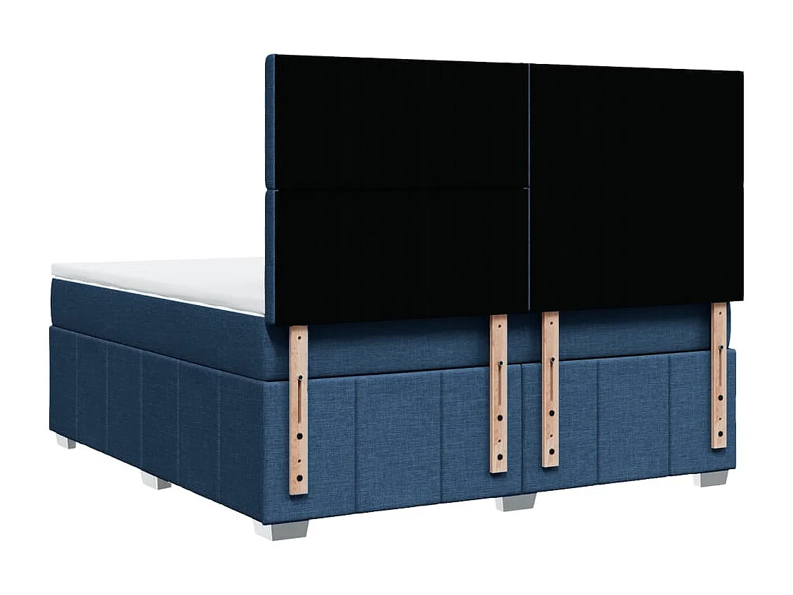 Cama box spring con colchón tela azul 180x200 cm