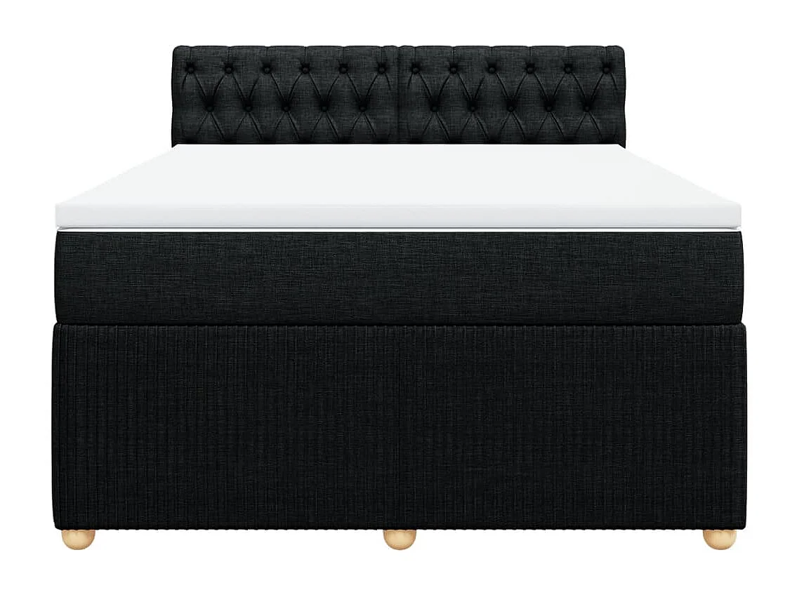 Cama com molas/colchão 160x200 cm tecido preto
