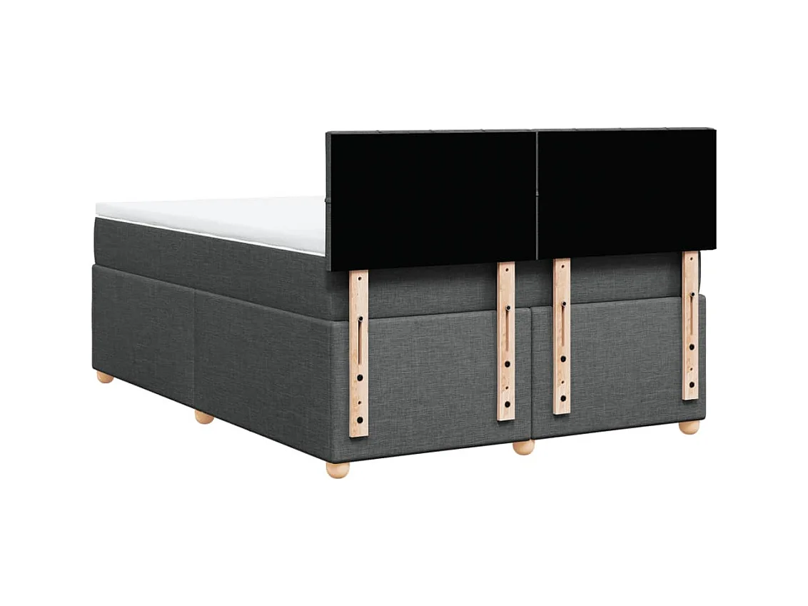 Sommier à lattes de lit avec matelas Gris foncé 160x200cm Tissu