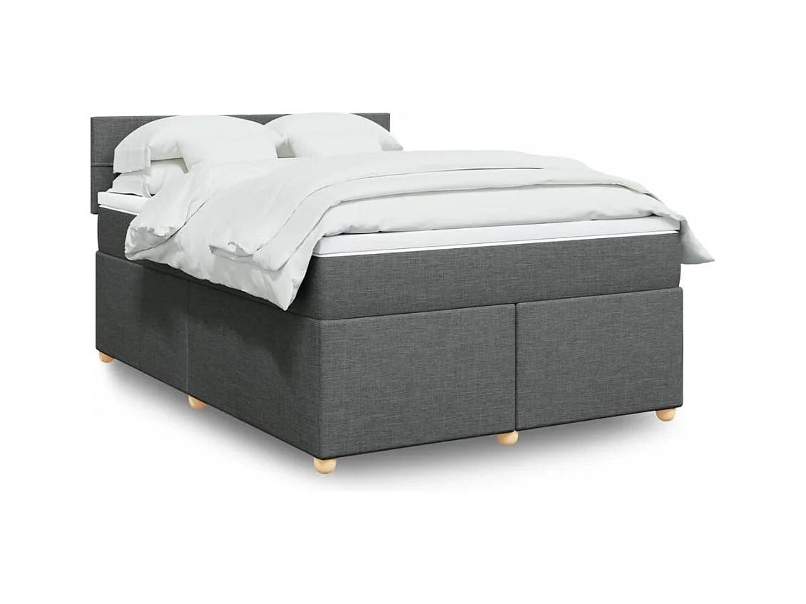Sommier à lattes de lit avec matelas Gris foncé 160x200cm Tissu