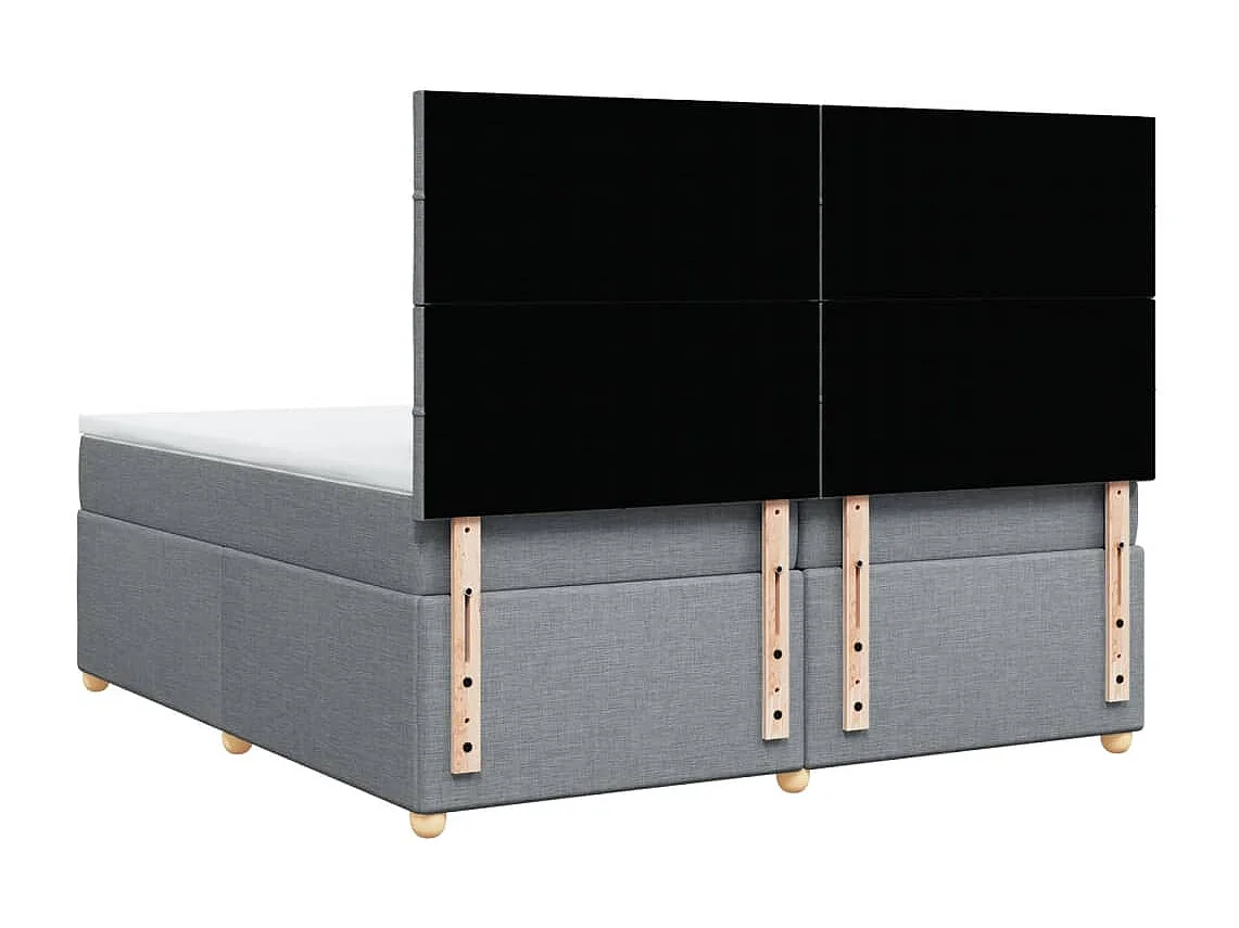 Sommier à lattes de lit avec matelas Gris clair 200x200cm Tissu