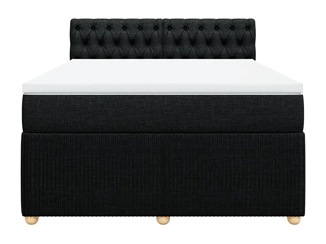 Sommier à lattes de lit avec matelas Noir 140x200 cm Tissu