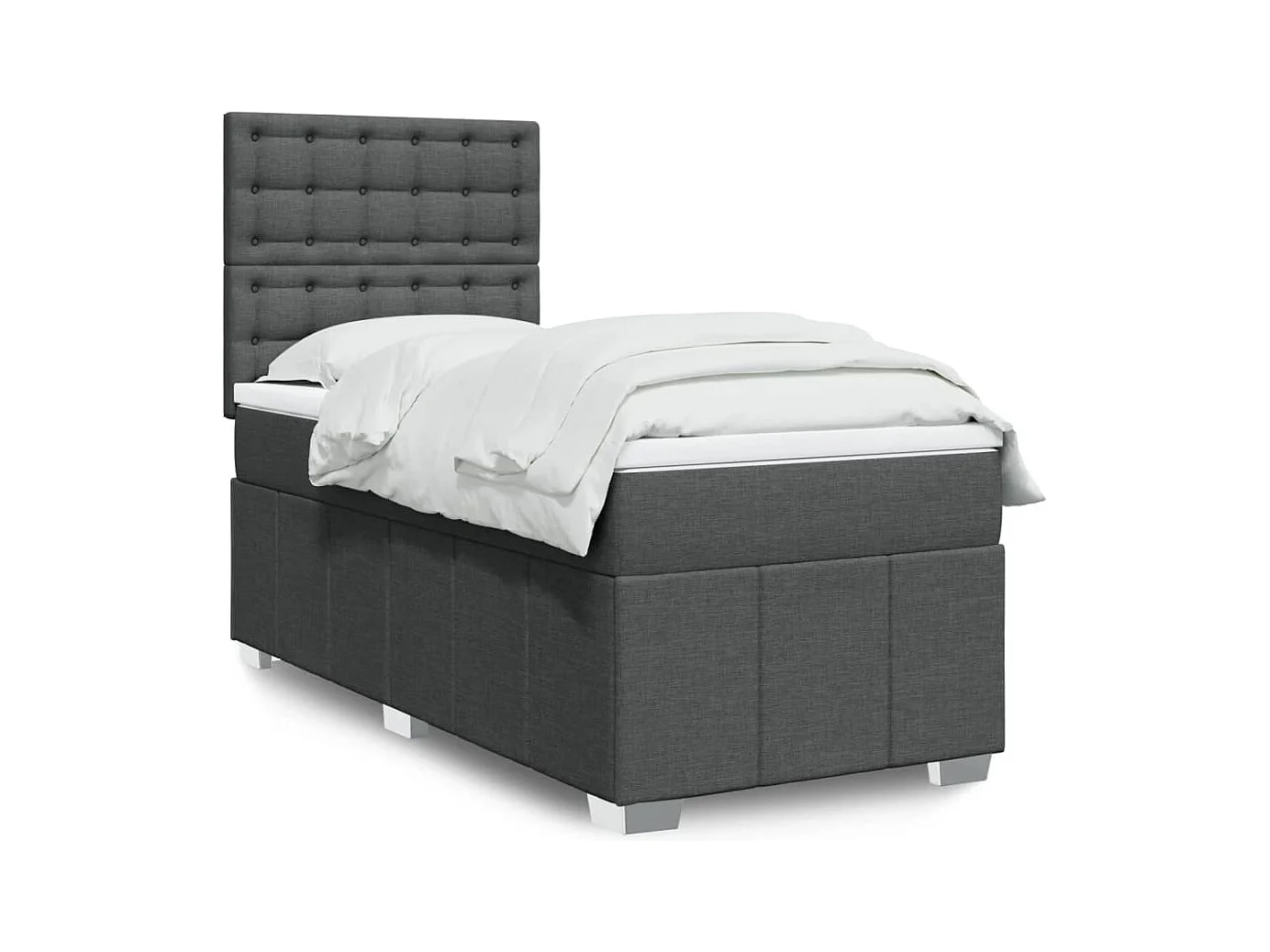 Cama com molas/colchão 100x200 cm tecido cinza-escuro