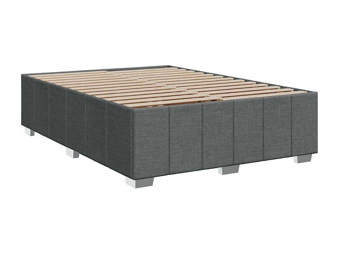 Cama box spring con colchón tela gris oscuro 140x190 cm