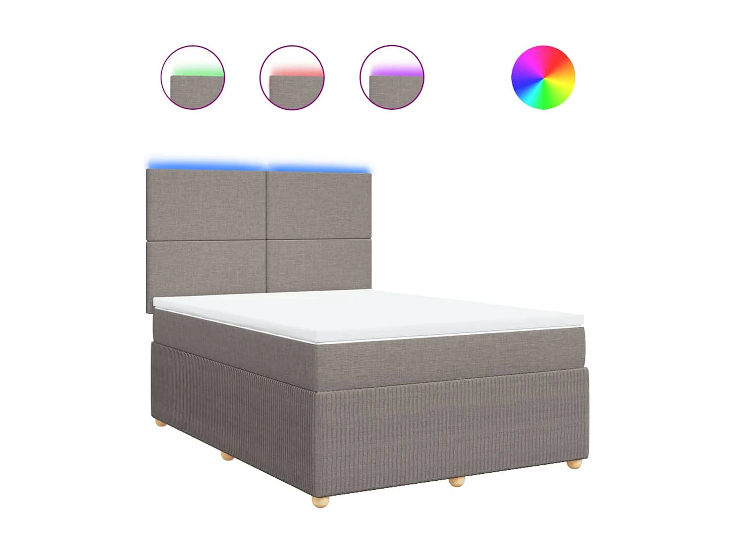 Cama box spring con colchón tela gris taupe 140x190 cm