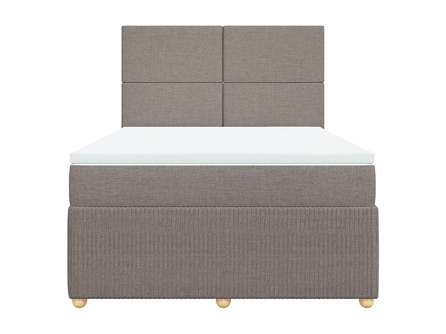 Cama box spring con colchón tela gris taupe 140x190 cm